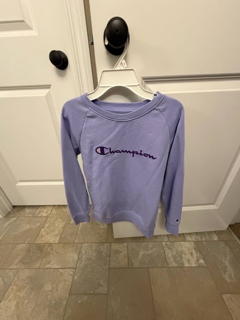 Champion Lavender Crewneck Sweatshirt with Purple Logo